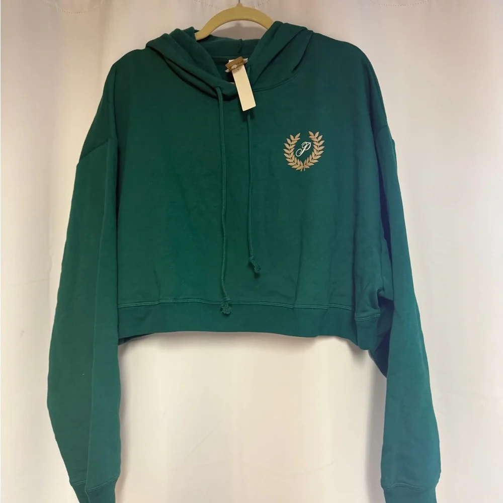 NWT Victoria’s Secret PINK Script Logo Cropped Hoodie Sweatshirt-Green-Size XXL - Picture 1 of 5